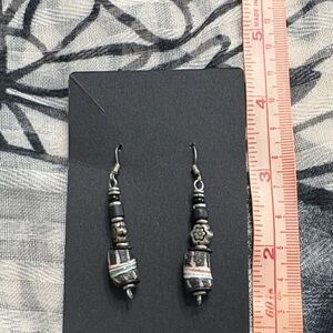 🖤Artisan Black and Silver Beaded Earrings🖤
